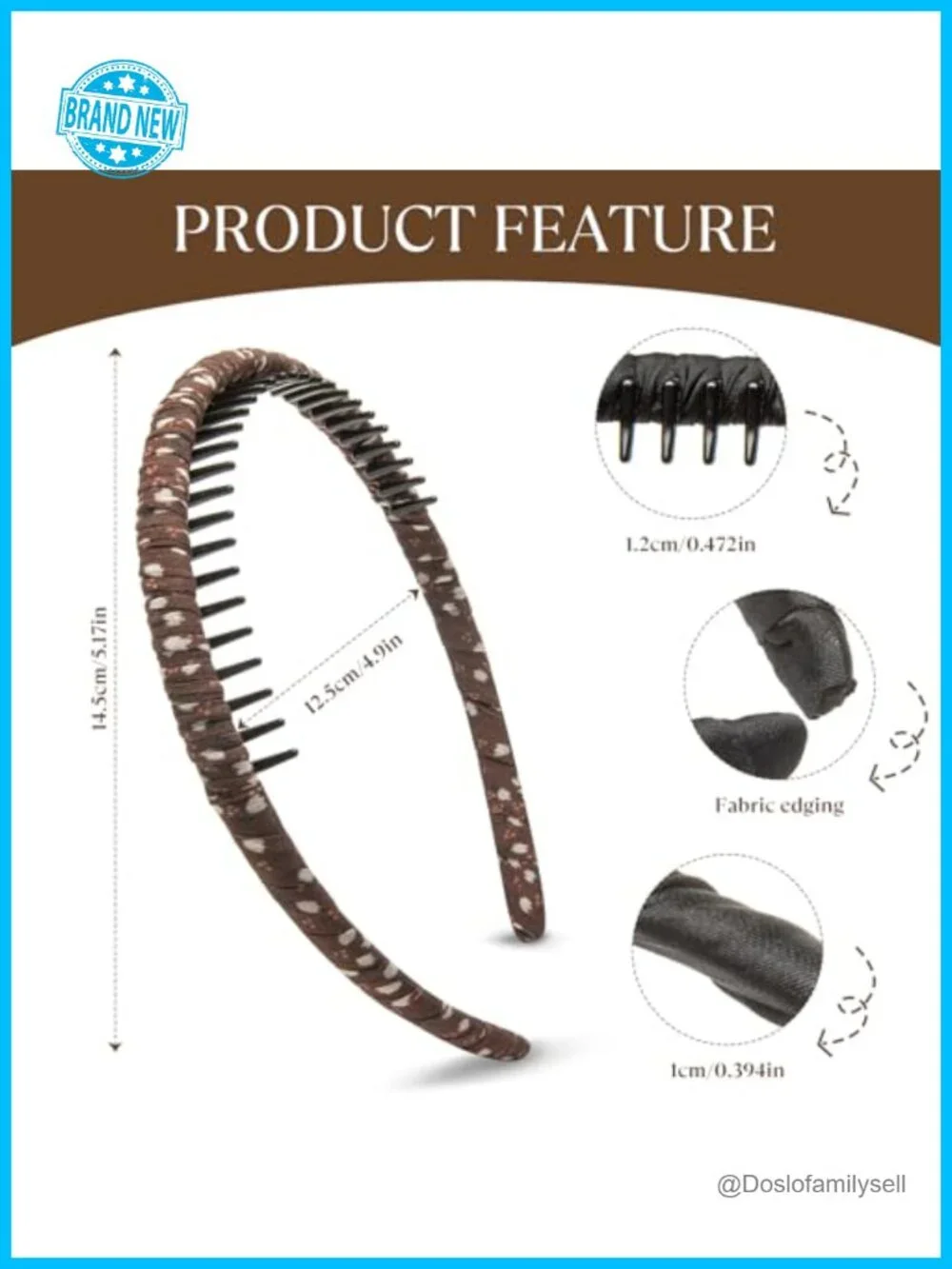 Resin & Cotton Blend Protection Teeth Hair Hoop Headband Set of 4
